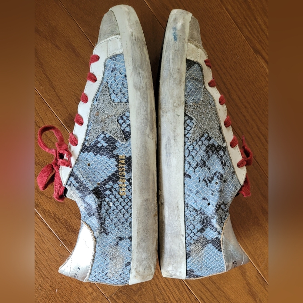 Golden Goose Superstar Light Blue and Gray Python-Effect Sneakers. - Picture 7 of 13